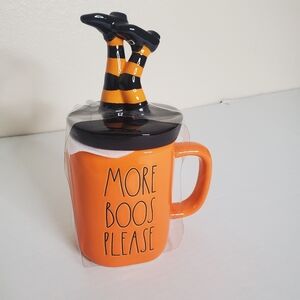 Rae Dunn More Boos Please‎ Ceramic Mug with Decorative Topper NWT Orange Black